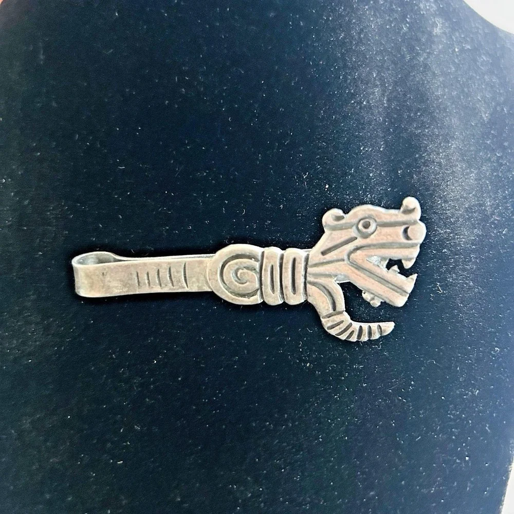 Rafael Melendez Money Clip Tie Mexico Taxco Sterling Silver‎ 980 Serpent Dragon
